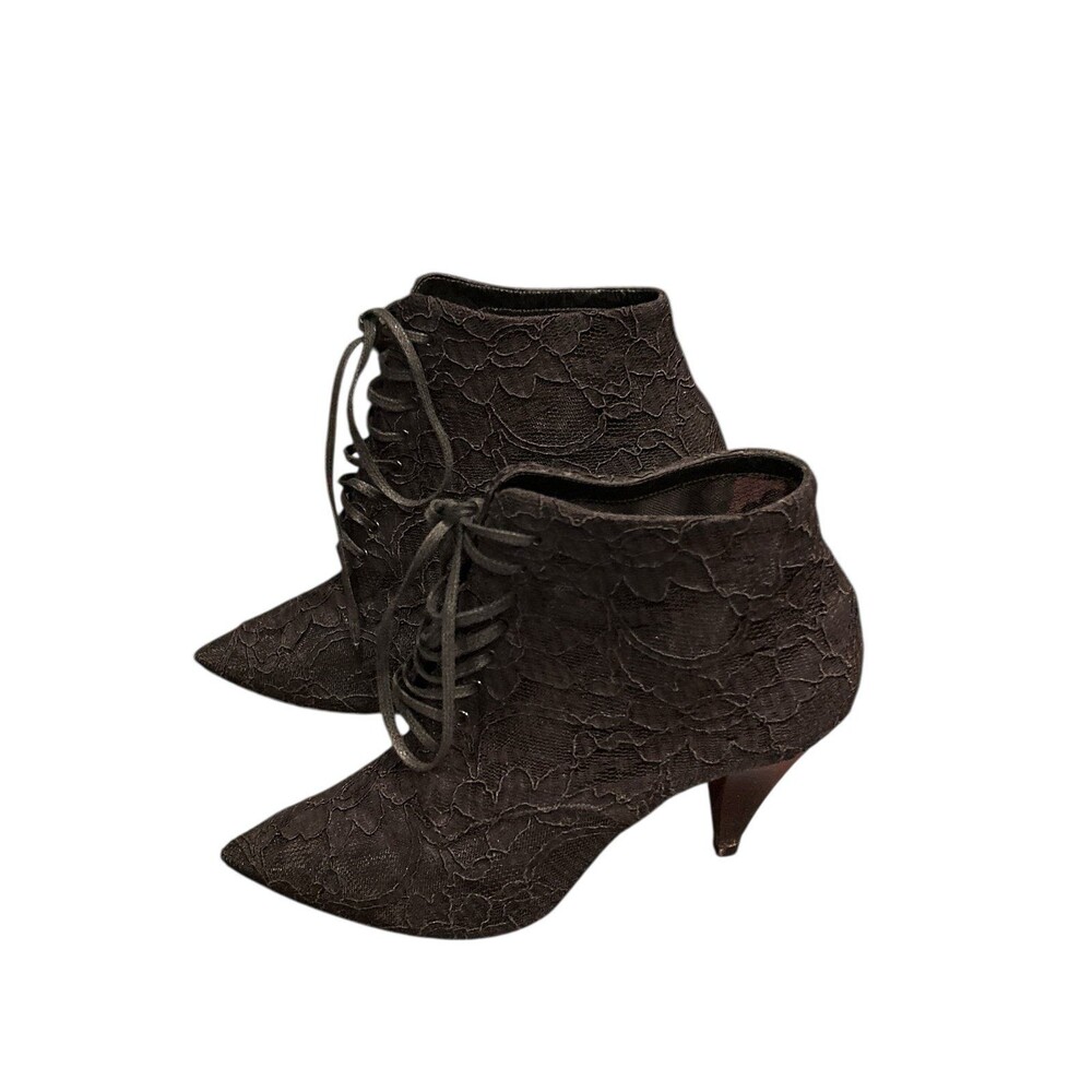 Saint Laurent Era 37.5 Black Lace Up Boots - Picture 5 of 9